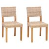 vidaXL Dining Chair 2 pcs Natural 46 x 55 x 84 cm Kubu Rattan