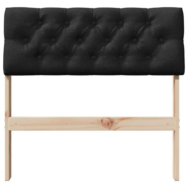 vidaXL Upholstered Headboard Black 80 cm Solid Pine Wood