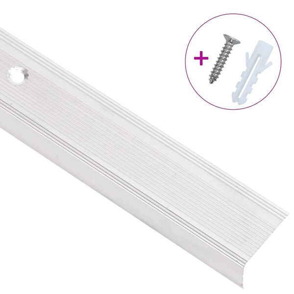 vidaXL Stair Nosings in L-shape 5 pcs Aluminium 90 cm Silver
