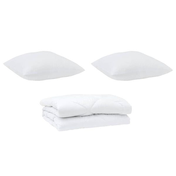 vidaXL Duvet with Pillow 3 pcs White Microfibre