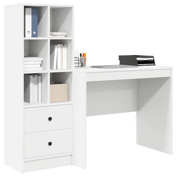 vidaXL Desk with Drawer 2 pcs White