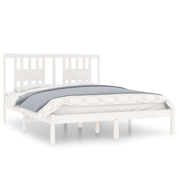 vidaXL Bed Frame without Mattress White Solid Wood 140x200 cm (810018+818671)