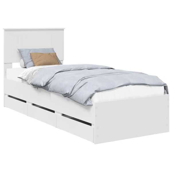 vidaXL Bed Frame with Drawer White 75 x 190 cm Engineer Wood