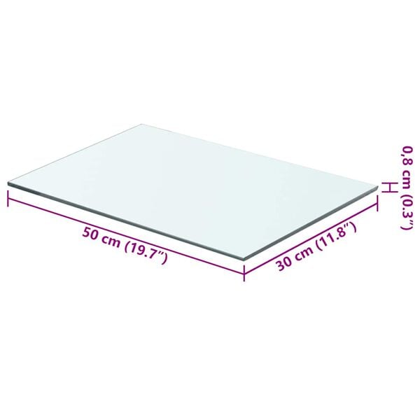 vidaXL Shelves 2 pcs Panel Glass Clear 50x30 cm