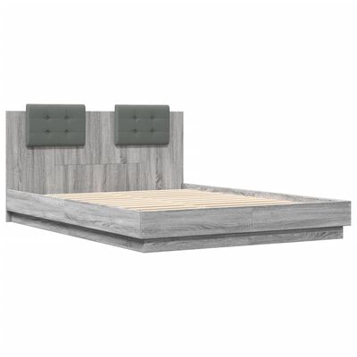 vidaXL Bed Frame with Headboard Grey Sonoma 120x200 cm Engineered Wood
