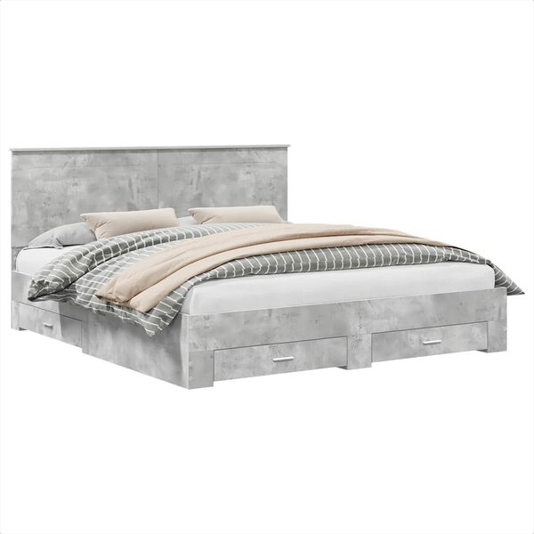 vidaXL Bed Frame Concrete Grey 200 x 200 cm Engineered Wood