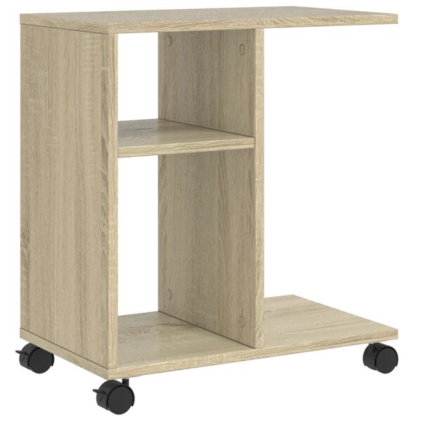 vidaXL Side Table with Wheels Sonoma Oak 50x30x55 cm Engineered Wood