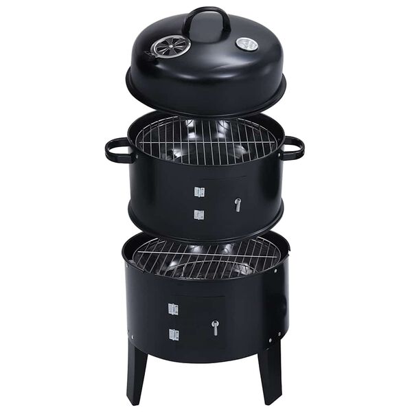 vidaXL 3-in-1 Charcoal Smoker BBQ Grill 40x80 cm