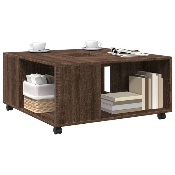 vidaXL Coffee Table Brown Oak 80x80x40 cm Engineered Wood