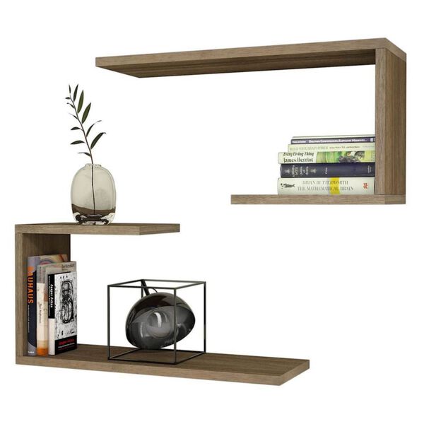 Homemania Wall Shelf Set J2 60x20x27 cm Walnut