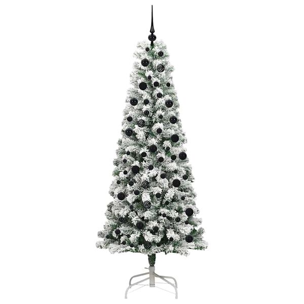 vidaXL Artificial Hinged Christmas Tree Green and White 210 cm