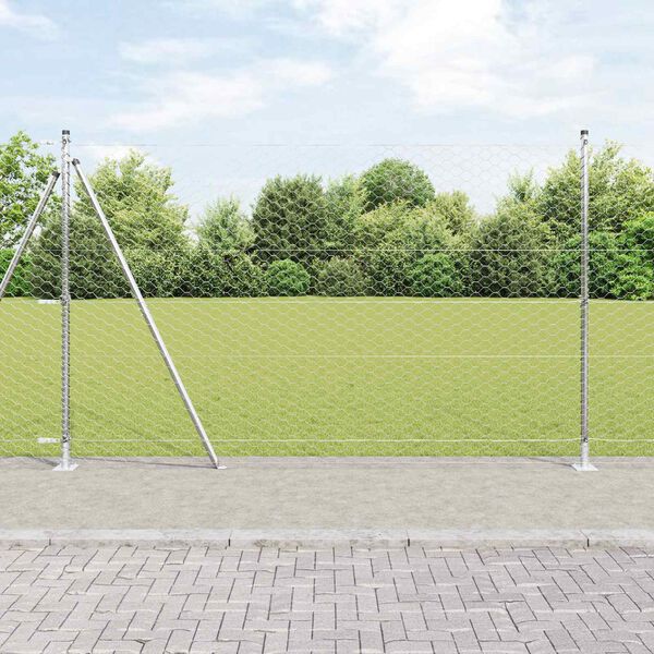 vidaXL Fence Post Silver 10 x 1.5 m (50 mm mesh) Steel