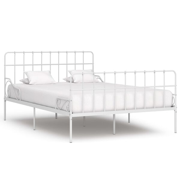 vidaXL Bed Frame without Mattress with Slatted Base White Metal 120x200 cm