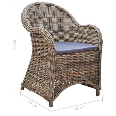 vidaXL Outdoor Chairs 6 pcs with Cushions Natural Rattan