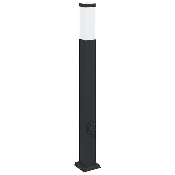 vidaXL Bollard Lights with Outlet 3 pcs 80 cm Black IP44