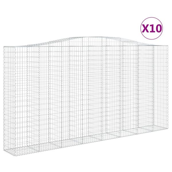 vidaXL Arched Gabion Baskets 10 pcs 400x50x200/220 cm Galvanised Iron