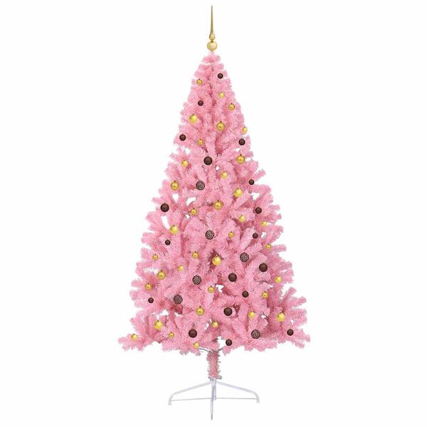 vidaXL Artificial Pre-lit Christmas Tree with 300 LEDs Pink 240 cm PVC