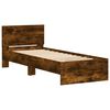 vidaXL Bed Frame without Mattress with LED Lights Smoked Oak 75x190 cm Small Single