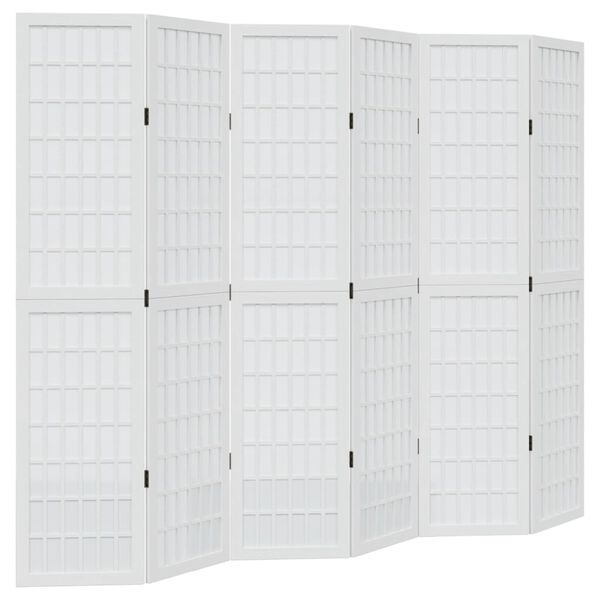 vidaXL Room Divider 6 Panels White Solid Wood Paulownia
