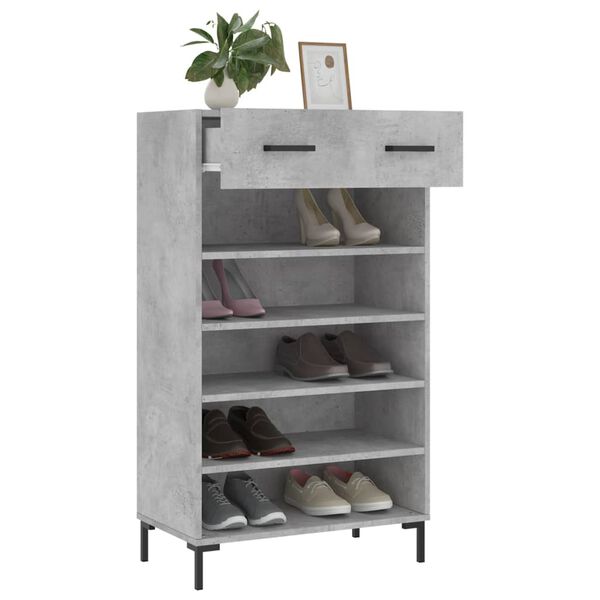vidaXL Shoe Cabinet Concrete Grey 60x35x105 cm Engineered Wood