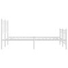 vidaXL Metal Bed Frame without Mattress with Footboard White 135x190cm