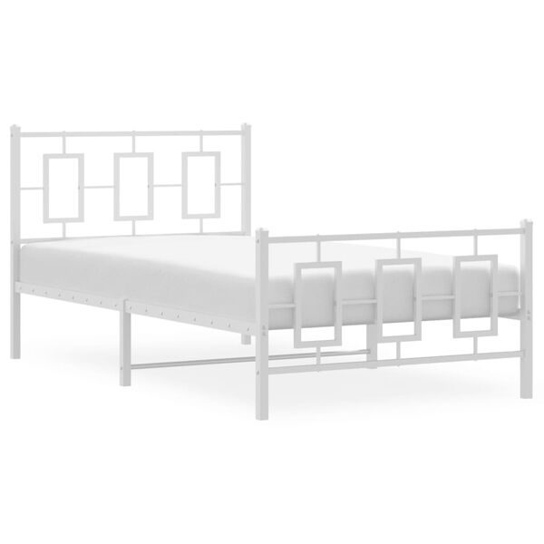 vidaXL Metal Bed Frame without Mattress with Footboard White 100x200cm
