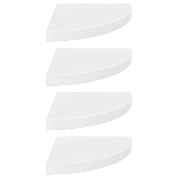 vidaXL Floating Corner Shelves 4 pcs High Gloss White 35x35x3.8 cm MDF