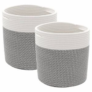 vidaXL Storage Baskets 2 pcs Grey and White &Oslash;28x28 cm Cotton