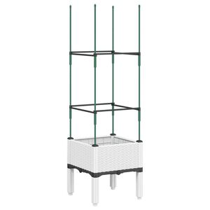 vidaXL Garden Planter with Trellis White 40x40x142,5 cm PP