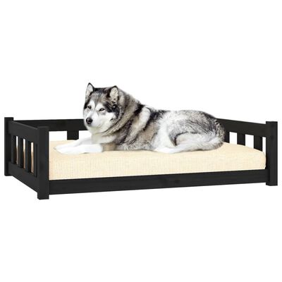 vidaXL Dog Bed Black 105.5x75.5x28 cm Solid Wood Pine
