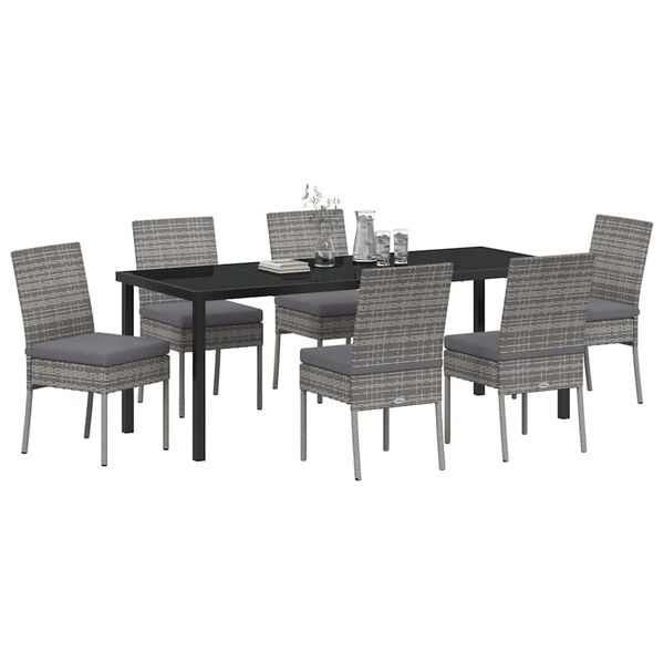 vidaXL Garden Dining Set 7 pcs Grey Powder-Coated Steel