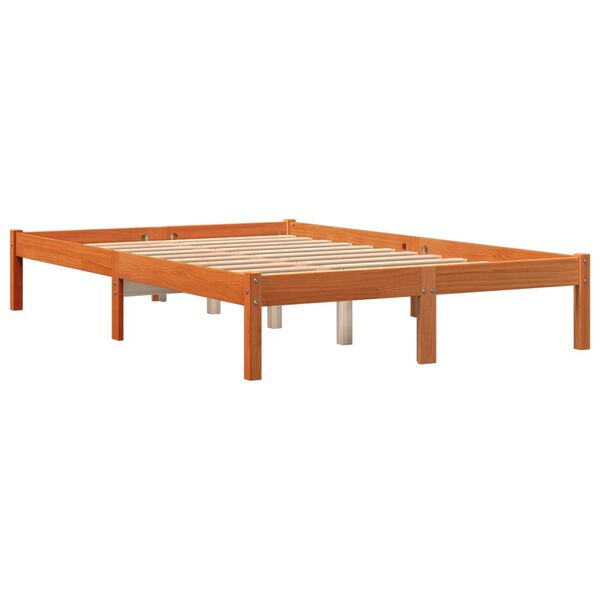 vidaXL Bed Frame without Mattress Wax Brown 140x190 cm Solid Wood Pine
