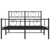 vidaXL Metal Bed Frame without Mattress with Footboard Black 120x200cm