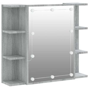 vidaXL Mirror Cabinet with LED Grey Sonoma 70x16,5x60 cm