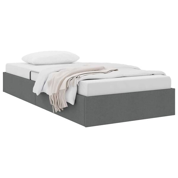 vidaXL Storage Bed with Mattress Dark Grey 90 x 190 cm Fabric