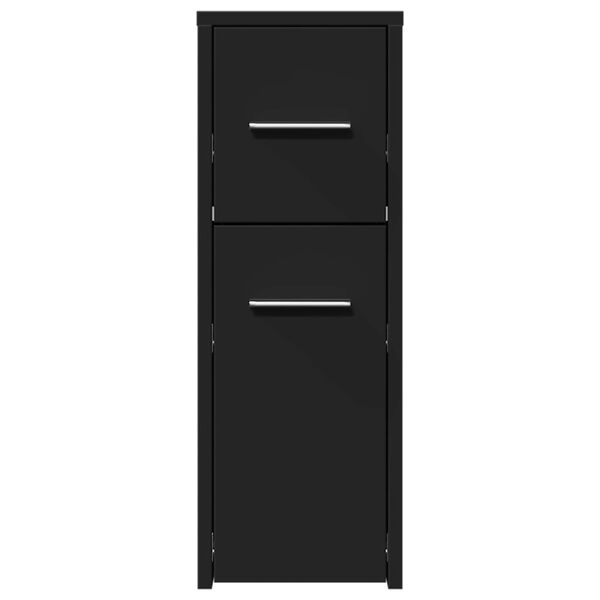 vidaXL Narrow Bathroom Cupboard with Wheels Black Engineered Wood