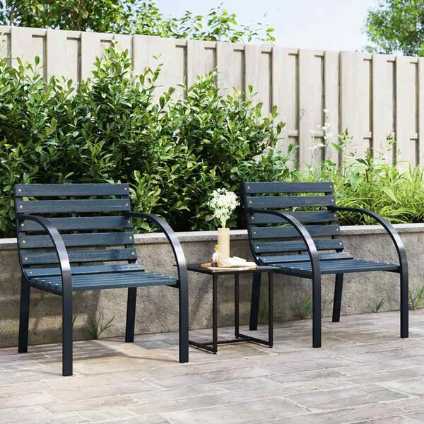 vidaXL Garden Chairs 2 pcs Grey Wood
