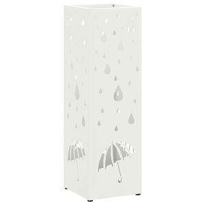 vidaXL Rain Umbrella Stand White 15.5 x 15.5 x 49 cm Steel