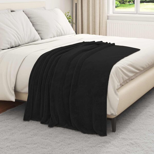 vidaXL Throw Blanket Black 130 x 150 cm Fleece