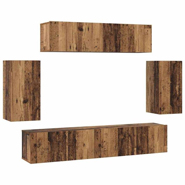 vidaXL TV Cabinet Set Wall-mounted 6 pcs Old Wood Engineered Wood