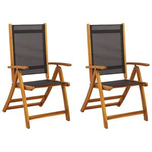 vidaXL Folding Chairs 2 pcs Solid Acacia Wood and Textilene
