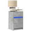 vidaXL Bedside Cabinet with LED Lights Concrete Grey Engineered Wood