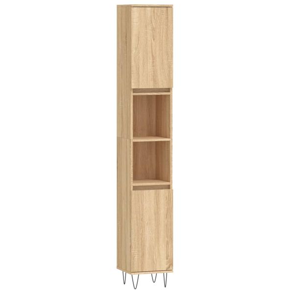 vidaXL Bathroom Cabinet Sonoma Oak 30x30x190 cm Engineered Wood