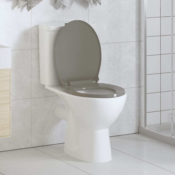 vidaXL Soft-Close Toilet Seat Quick Release Grey Oval