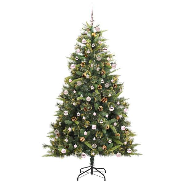 vidaXL Artificial Hinged Christmas Tree with Cones Green 240 cm