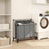 vidaXL Laundry Basket with Wheels 3 Compartments Grey