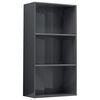 vidaXL 3-Tier Book Cabinet High Gloss Grey 60x30x114 cm Engineered Wood