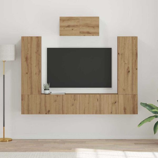 vidaXL TV Cabinet Set Wall-mounted 7 pcs Artisan Oak Engineered Wood