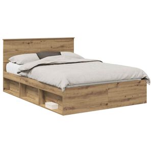 vidaXL Bed Frame Artisian Oak 140 x 200 cm Solid Pine Wood