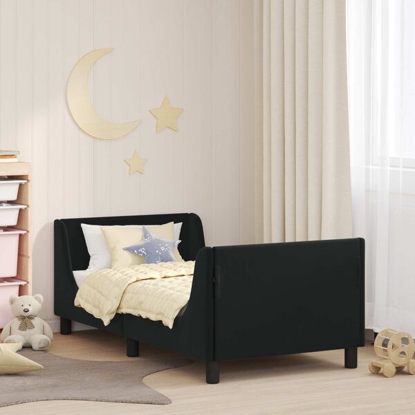 vidaXL Children's Bed Frame with Headboard Black 80 x 160 cm Velvet
